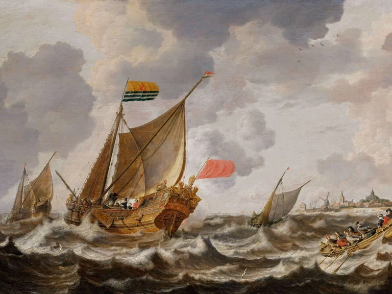 1614-Bonaventura Peeters il Vecchio - Shipping in choppy seas off Willemstad